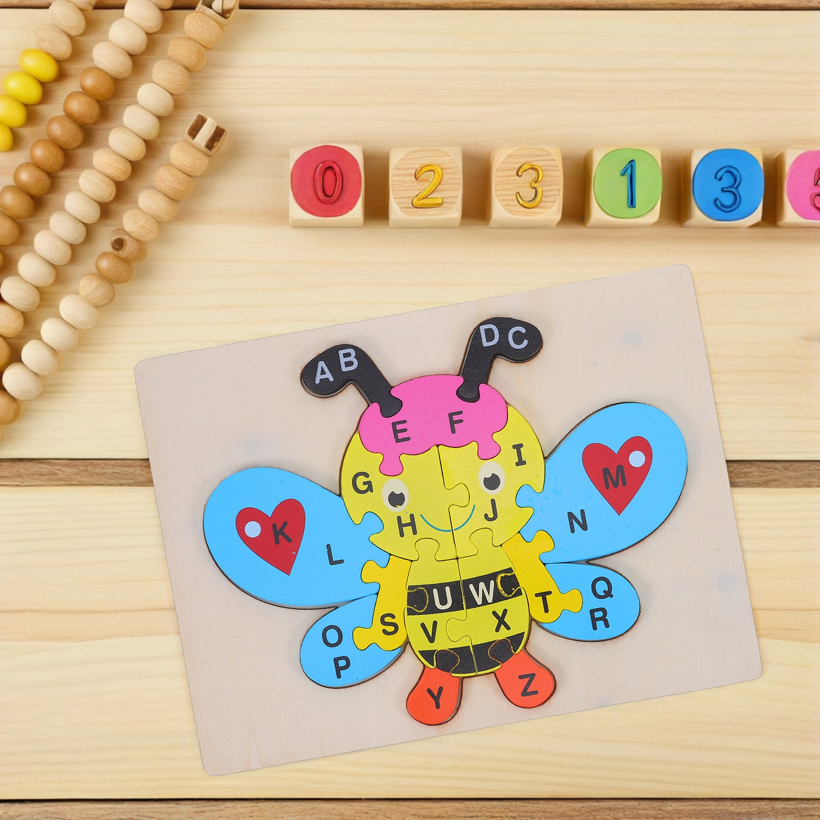 1Set Wooden Abc Puzzle Bee Sha - Abc Kids Early Education ulasan dan harga